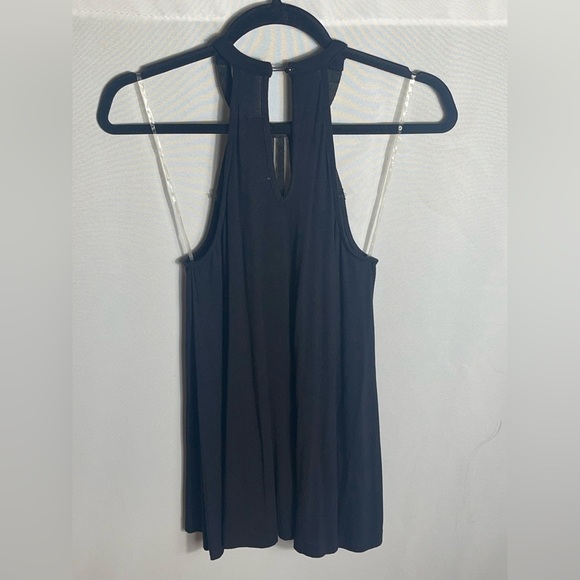 Almost Famous Black Halter Top Medium Beaded Embellished Party Club Tank - Picture 3 of 7